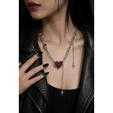 Kiraz Çiçeği Jewelry Kore Tarzı Gotik Kalp Kolye
