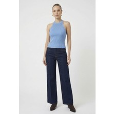 Neden Tekstil Kadın Taşlı Fitilli Halter Yaka Crop Bluz