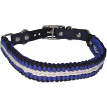 Moonparacord Köpek Tasması Mat Mavi Siyah Üstü Beyaz 40-45 cm