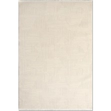 Rugzella Cornflower Krem Bej Modern Geometrik Labirent Desenli Halı