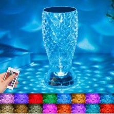 N&M Store Nm Store® Balık Süzgeç Model USB Şarjlı Kumandalı 16FARKLI Işık Modlu Masa Üstü Kristal Akrilik LED