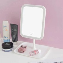 Marsilyan™- Yumurcak Shop Dokunmatik LED Işıklı Kare Makyaj Aynası – Altı Organizer Kaseli, Ayarlanabilir Aydınlatmalı Masaüstü Makyaj ve Cilt Bakım Aynası