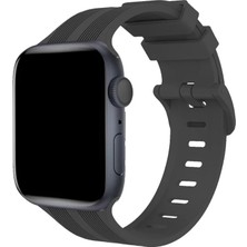 Novis Liora Newface Apple Watch 38MM KR408 Çizgili Silikon Kordon - Koyu Gri