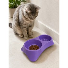 Novis Liora Ikili Model Beton Kedi Köpek Mama ve Su Kabı (24CM × 12CM × 5cm) - Mor