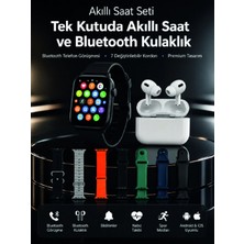 Marsilyan 7 Kordonlu Akıllı Saat ve Bluetooth Kulaklık Seti Nabız Takibi, Bildirimler ve Spor Modları