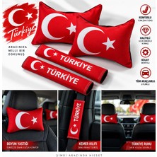 Şimika Turkiye Ay Yıldız Ikili Yastık ve Kemer Kılıfı Seti