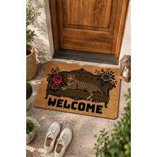 Valerine Life Kapı Önü Paspası 45X70CM Velür Doku Coco Görünüm Kaymaz Iç Dış Mekan Leoparın Salonu