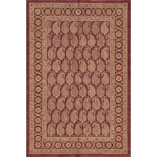 Rugzella Fielding Bordo Bronz Klasik Çiçek Desenli Bordürlü Yıkanabilir Yıkanabilir Halı