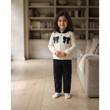 My Bella Kız Çocuk Kışlık Fiyonklu Kapüşonlu Takım Siyah Krem