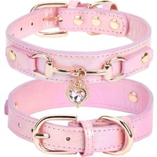 Pawde Luxe Lüks ve Zarif Kalp Şeklinde Taşlı Köpek Tasması - Pembe