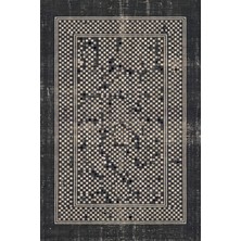 Rugzella Antrasit Gri Modern Benekli Mozaik Desenli Krem Ekru Detaylı Yıkanabilir Halı