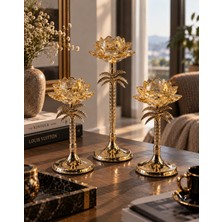 Sleep Nova Gold Kristal Görünümlü Lotus Çiçeği Dekoratif Obje Seti, 3'lü