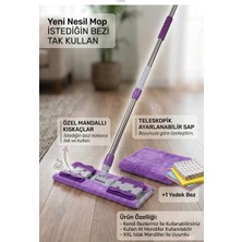 Primeaks Mandallı Mop Full Temizlik Seti 2 Adet Mikrofiber Bezli Pratik Yer Temizleme Mopu