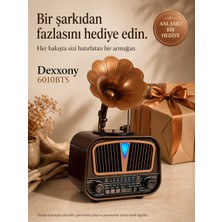 Dexxony Elite 6010BTS Güneş Panelli Bluetooth Nostaljik Gramofon Radyo - Ev Hediyesi Dekoratif Radyo