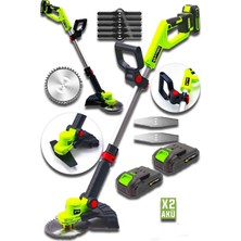 Sturdy Pro 2 Akülü K Ot Çim Çalı Diken Biçme Tırpanı Teleskopik Uzatmalı 21 Volt