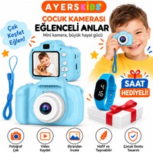 Ayerskids Pembe Çocuk Dijital Fotoğraf Makinesi, Kız Çocuk Için Kamera, Fotoğraf ve Video Çekimli, Ekranlı, Kolay Kullanımlı, Taşınabilir Boyun Askılı, Pembe Dijital Saat Hediyeli