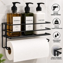 Esmana Living Yapışkanlı Raflı Kağıt Rulo Havluluk Peçetelik Banyo Mutfak Düzenleyici Raf