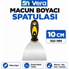 5N Vera 10 cm 100 mm Macun Boyacı Spatulası – Esnek Metal Fiber Saplı Alçı Sıva Boya Kazıma ve Macun Çekme Spatulası