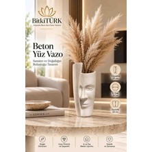 Bitkitürk Beton Yüz Vazo | Modern Heykel Tasarımlı Dekoratif Vazo