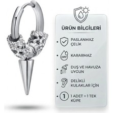 Blisse Piercing Unisex Gümüş Renk Çelik Halka Küpe Sarkaç ve Tribal Tasarım Küpe