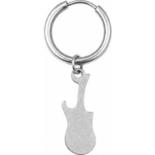 Blisse Piercing Unisex Gümüş Rengi Cerrahi Çelik Sallantılı Gitar Figürlü Halka Küpe 1 Adet