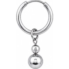 Blisse Piercing Unisex Gümüş Rengi Cerrahi Çelik Sallantılı Ikili Top Figürlü Halka Küpe 1 Adet