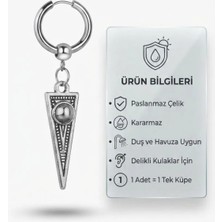 Blisse Piercing Unisex Gümüş Renk Çelik Halka Küpe Üçgen Sallantılı Küpe