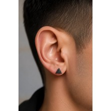 Blisse Piercing Unisex Siyah Renk Çelik Siyah Üçgen Taşlı Deliksiz Mıknatıslı Küpe 1 Adet