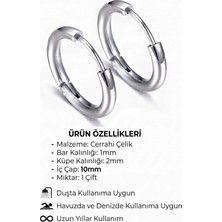 Blisse Piercing Unisex Gümüş Renk 10 mm Çelik Klasik Model Halka Küpe