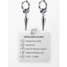 Blisse Piercing Unisex Gümüş Renk Çelik Halka Küpe Sarkaç Figürlü Sallantılı Küpe