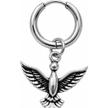 Blisse Piercing Unisex Gümüş Rengi Cerrahi Çelik Sallantılı Güvercin Figürlü Halka Küpe 1 Adet