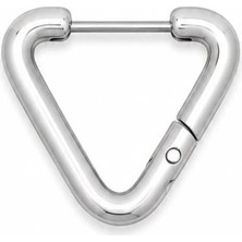 Blisse Piercing Unisex Gümüş Rengi Cerrahi Çelik Üçgen Figürlü Geometrik Halka Küpe 1 Adet