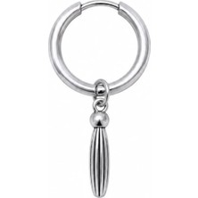 Blisse Piercing Unisex Gümüş Rengi Çelik Sallantılı Oluklu Damla Figürlü Halka Küpe 1 Adet