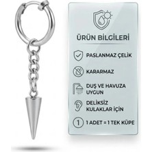 Blisse Piercing Unisex Sıkıştırmalı Zincirli Sarkaç Model Çelik Halka Küpe Deliksiz Kulaklar Için