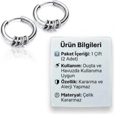 Blisse Piercing Gümüş Renk Halka Detaylı Spor Cerrahi Çelik Halka Küpe