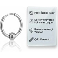 Blisse Piercing Gümüş Renk Top Detaylı Cerrahi Çelik Halka Küpe