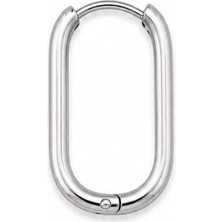 Blisse Piercing Unisex Gümüş Rengi Cerrahi Çelik Oval Model Geometrik Halka Küpe 1 Adet