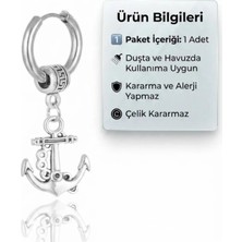 Blisse Piercing Gümüş Renk Çapa Figürlü Cerrahi Çelik Sallantılı Halka Küpe