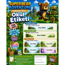Ceres Studio Okul Etiketi Kalem Defter Isimli Etiket Isim Yazılabilen Super Bear Adventure Temalı - 258 Adet Özel Yeni Tasarım