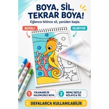 The Monarch Co Silinebilir ve Tekrar Kullanılabilir A5 Boyutlu Deniz Canlıları Boyama ve Eğitici Aktivite Defteri