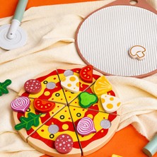 Nilberry Ahşap Pizza Hazırlama Oyuncağı Mutfak Evcilik Oyuncakları Eğitici Pizza Kesme Hazırlama Oyun Seti