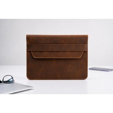 LWA Leather Hakiki Eskitme Deri Zarf Tipi Laptop Kılıfı - 13-17 Inç MacBook & Laptop Uyumlu Çanta 15"