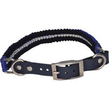 Moonparacord Köpek Tasması Siyah Mat Mavi Üstü Beyaz 40-46 cm