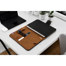 LWA Leather Hakiki Eskitme Deri MacBook Portföy Kılıfı - 13-17 Inç Uyumlu Lüks Laptop Çantası 13"