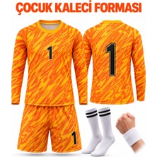 Yensa Turuncu Şortlu Takım  Çocuk Kaleci Forması Takımı 4 Parça Forma+Şort+Çorap+Bileklik