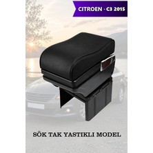 Automod Citroen C3 2015 Uyumlu Kol Dayama Lüks Tip Siyah Deri Yastıklı Model