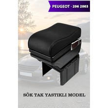 Automod Peugeot 206 2003 Uyumlu Lüks Tip Kol Dayama Yastıklı Model Siyah Deri