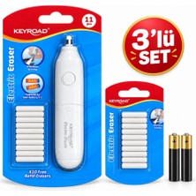 Keyroad Pilli Silgi (10 Adet Silgi Yedekli) Beyaz + 10'lu Yedek Silgi + 2 Adet Pil