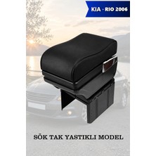 Automod Kia Rio 2006 Uyumlu Lüks Tip Yastıklı Model Siyah Deri Kol Dayama