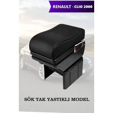 Automod Renault Clio 2000 Uyumlu Yastıklı Model Siyah Deri Lüks Tip Kol Dayama
